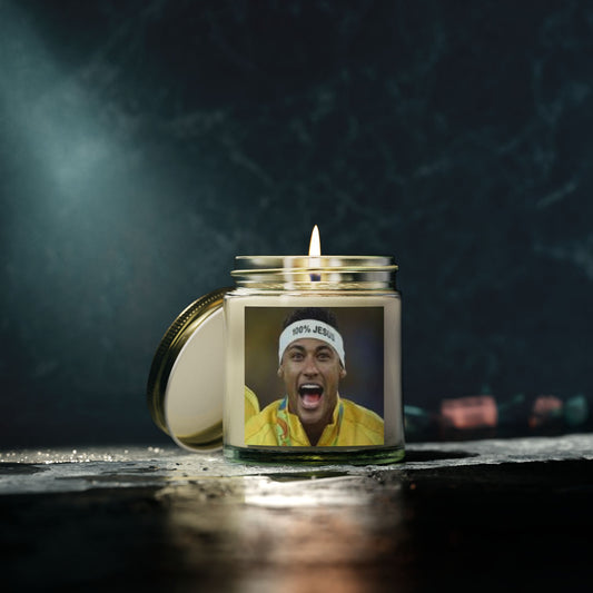 A Neymar - Scented Candle with Inspirational Quote, Jesus Candle, Home Fragrance, Gifts for Sports Fans, Relaxation Gifts, Decorative Candles