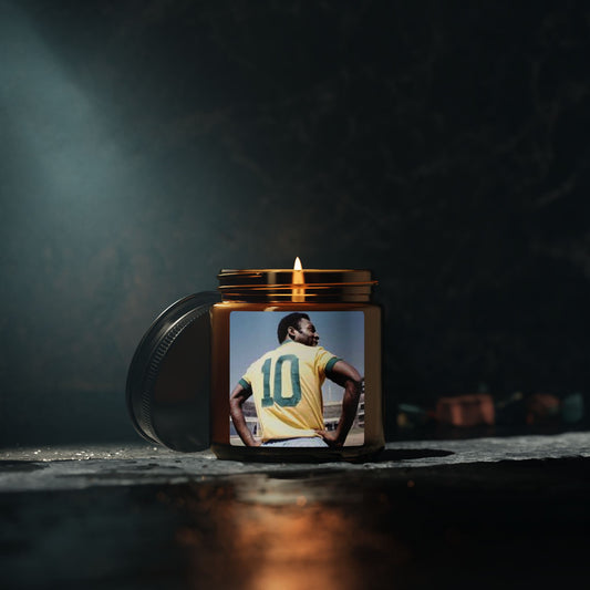 A Pele Vintage Sports Theme Soy Candle - Step on the field… goal by goal