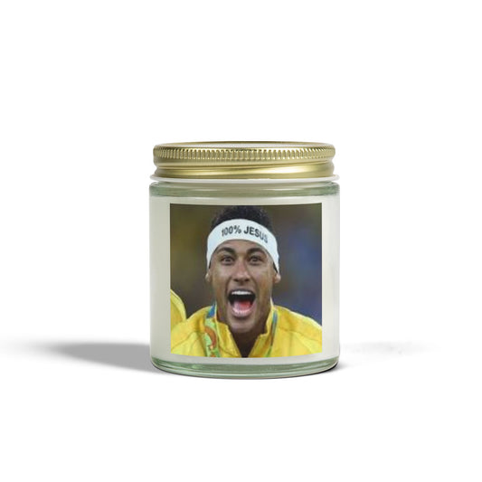A Neymar - Scented Candle with Inspirational Quote, Jesus Candle, Home Fragrance, Gifts for Sports Fans, Relaxation Gifts, Decorative Candles