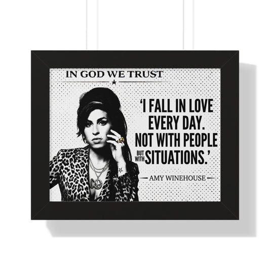 Framed poster with a quote by Amy Winehouse on a white background