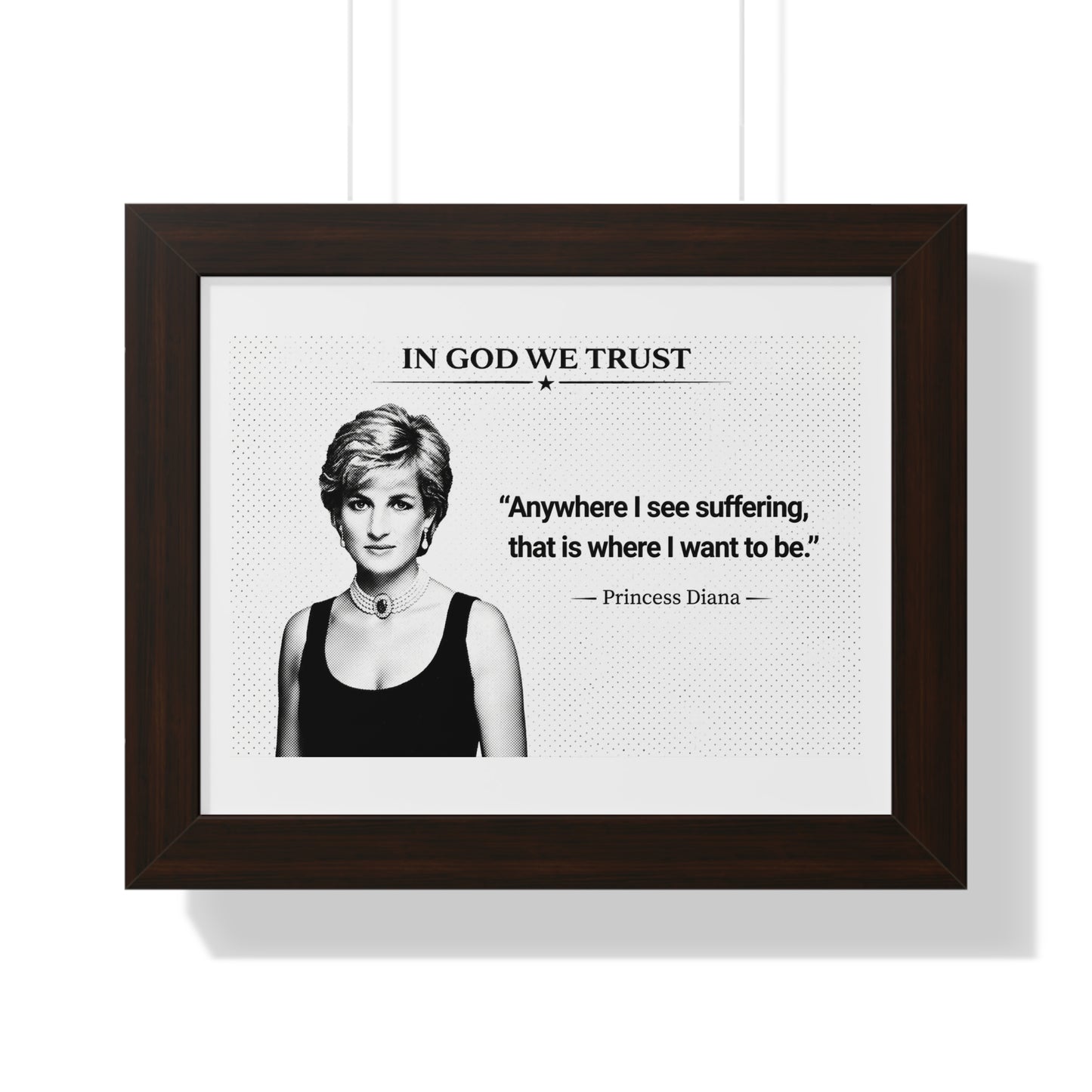 Framed print with Princess Diana's quote on a white background
