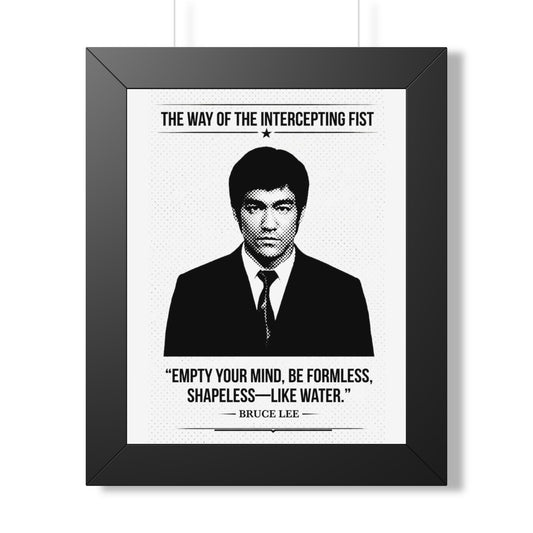 Framed ART with Bruce Lee quote on a white background