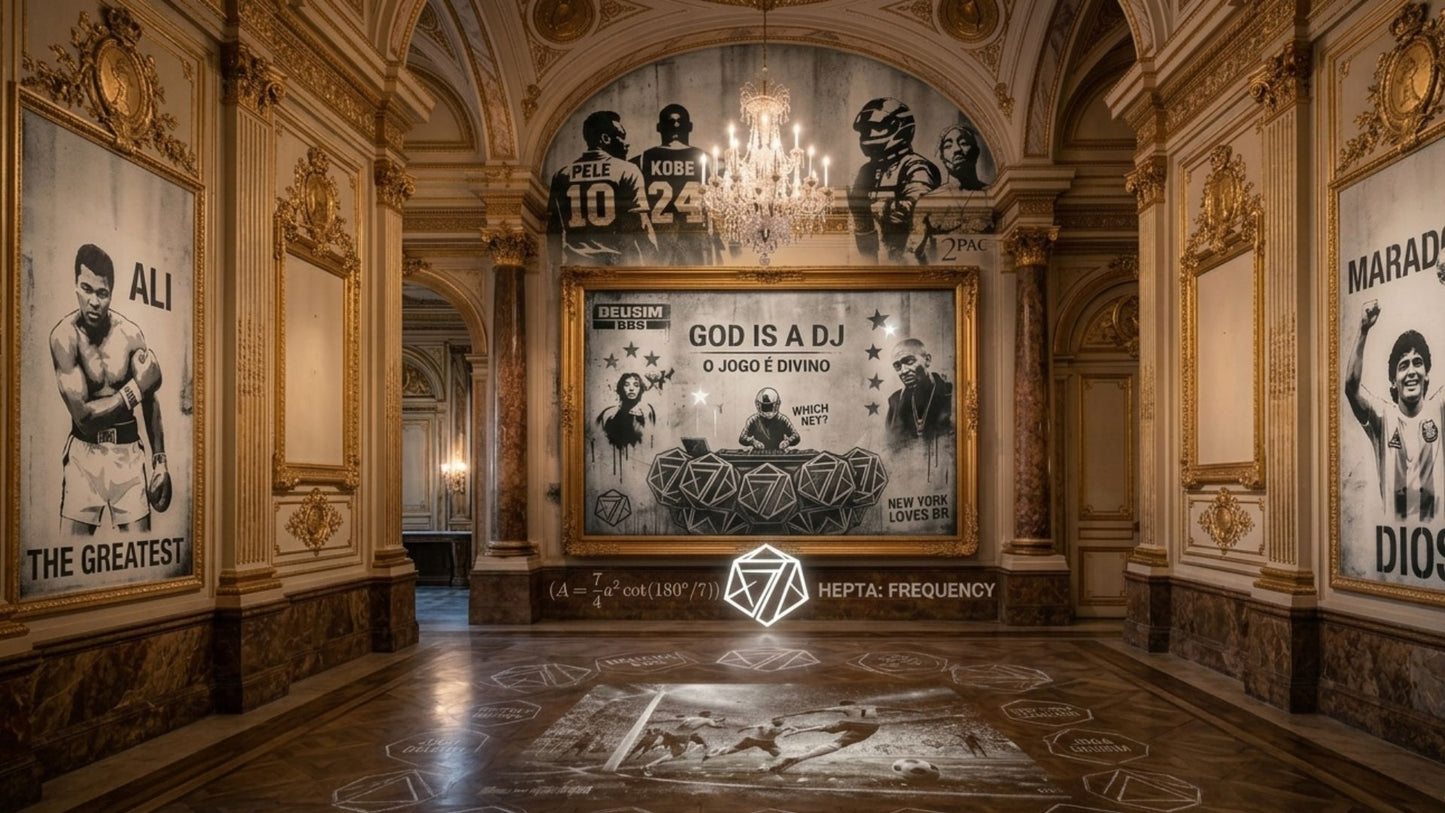 Decorative interior with boxing posters and a chandelier