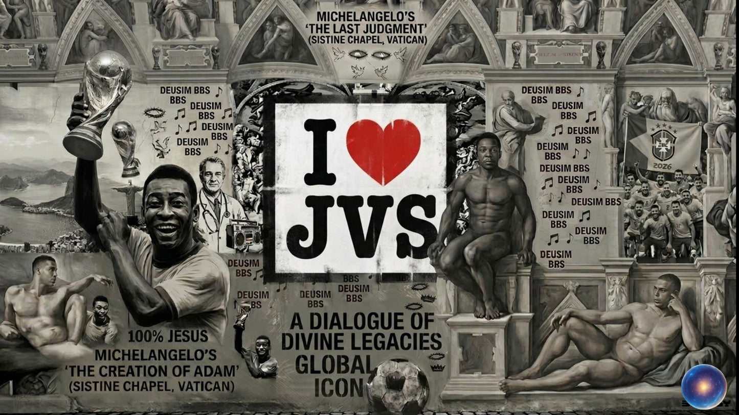 Artistic collage with classical sculpture, text, and a heart symbol, set against a detailed architectural background.